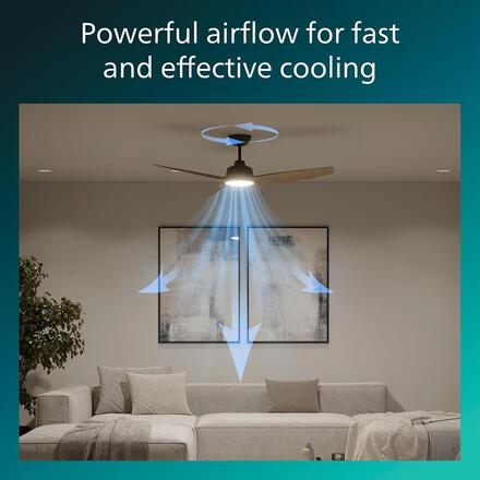 Philips Olas stropní ventilátor a svítidlo 35W+24W 3000/4300/6500K 132cm černá a dřevo