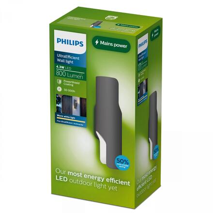 Philips Fira nástěnné venkovní svítidlo 4,3W 2700K antracit