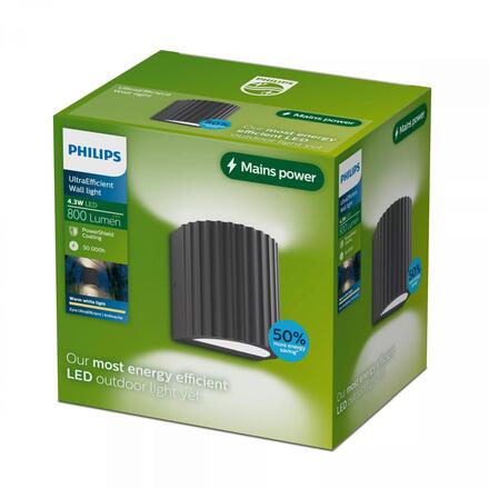 Philips Zyra venkovní nástěnné svítidlo 2xWA 4,3W 2700K antracit