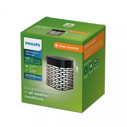 Philips Hara solární zahradní nástěnné svítidlo 3,8W 2700K se senzorem černé