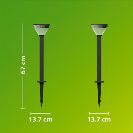 Philips Kyna solární stojanová zahradní lampa 3,8W 2700K černá se senzorem