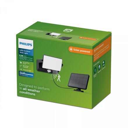 Philips Fyns solární bezpečnostní nástěnné svítidlo 8,2W 3000K se senzorem černé
