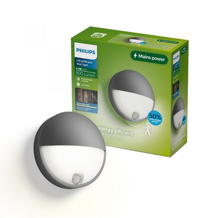 Philips Capricorn nástěnné svítidlo 4,3W 2700K antracit pohybový senzor