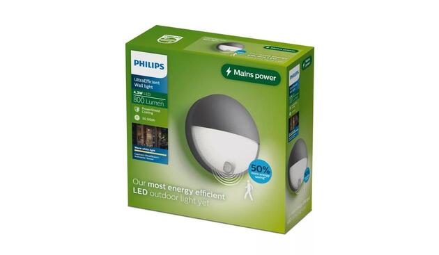 Philips Capricorn nástěnné svítidlo 4,3W 2700K antracit pohybový senzor