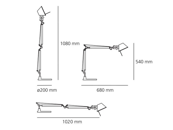Artemide stolní/nástěnná LED lampa Tolomeo Mini 8 W 2700K stmívatelná hliník bez podstavce