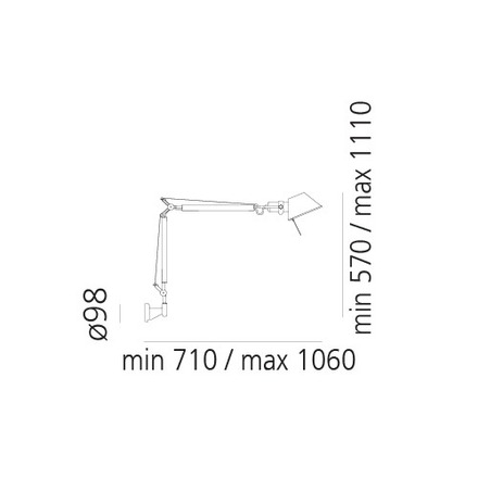 Artemide stolní/nástěnná LED lampa Tolomeo Mini 8 W 2700K stmívatelná hliník bez podstavce
