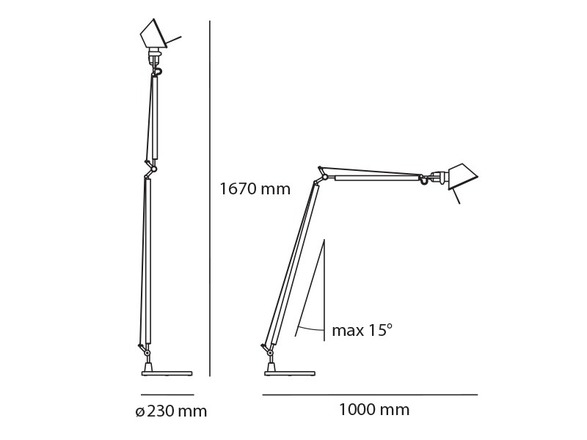 Artemide stojací lampa Tolomeo Reading Floor E27 hliník bez podstavce