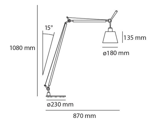 Artemide stojací lampa Tolomeo Basculante Reading Floor E27 satin 7,5 W 220-240 V bez podstavce