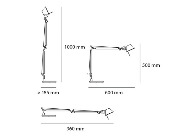 Artemide stolní LED lampa Tolomeo Midi 7 W 3000K stmívatelná bez podstavce