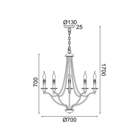 ACA Lighting závěsné svítidlo 5XE14 antická/rez kov D70XH175CM LYON EG5875P70R