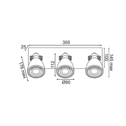 ACA Lighting nástěnné bodové svítidlo 3XGU10 bílá terrazzo 36X15X18CM DINO AR1823W36WT