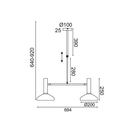 ACA Lighting závěsné svítidlo 2XE27 černá+ mosaz 69X20XH92CM SHERLOCK AR4182P69BB