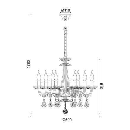 ACA Lighting Crystal závěsné svítidlo BLK80388PCMG