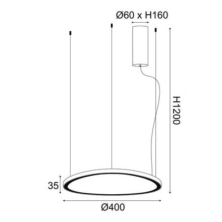 ACA Lighting závěsné svítidlo LED 36W 3000K 2700lm HARMONY bílá hliník IP20 D42XH120CM BR97LEDP40WH