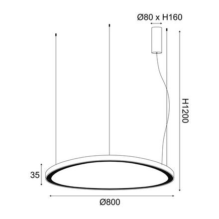 ACA Lighting závěsné svítidlo LED 74W 3000K 6500lm HARMONY černá hliník IP20 D80XH120CM BR97LEDP80BK