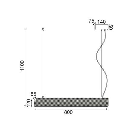ACA Lighting závěsné svítidlo LED 11W 3000K 1180LM kov černá 8,5X80XH110CM OFIS DCR39211