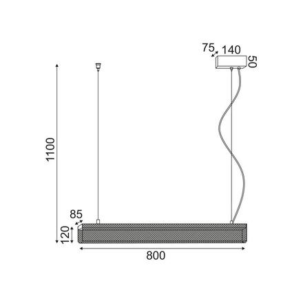 ACA Lighting závěsné svítidlo LED 11W 3000K 1180LM kov černá 8,5X80XH110CM OFIS DCR39211