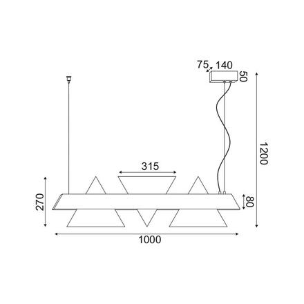 ACA Lighting závěsné svítidlo LED 18W 3000K 1960LM kov černá+akryl 7,5X100XH120CM ARMSTRONG DCR39215
