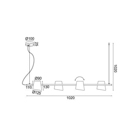 ACA Lighting závěsné svítidlo 4XE14 chrom kov 27X102XH120CM AYRAN EF27P4102CH