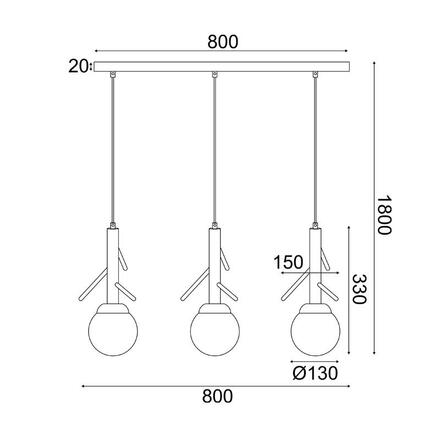 ACA Lighting závěsné svítidlo 3XE14 FLORESTA dřevo 80X15XH180CM EF93573P