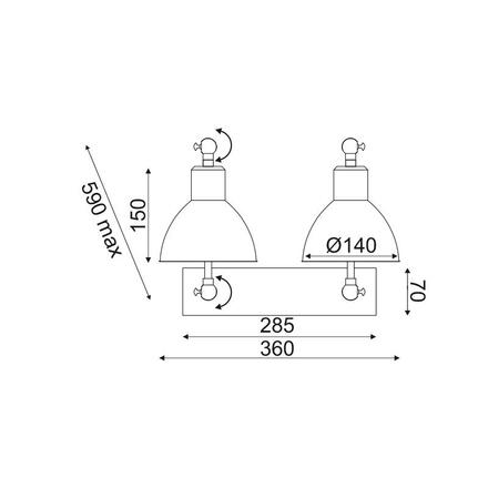 ACA Lighting nástěnné svítidlo 2XE27 kov design rzi 39X30X36CM THALASSA EG168872WR