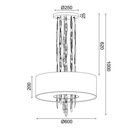 ACA Lighting závěsné svítidlo 5XE14 CASCADA zlatá + bílá D60XH100CM EG4205PCG