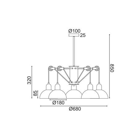 ACA Lighting závěsné svítidlo 5XE14 šedá/bílý kov D68XH85CM CEZANNE EG5795P58G