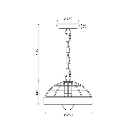 ACA Lighting závěsné svítidlo 1XE27 dřevo + černý kov D26XH120CM TESLA EG841P26B