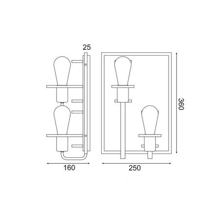 ACA Lighting nástěnné svítidlo 2XE27 dřevo+černý kov 25X16XH36CM TESLA EG842W36B