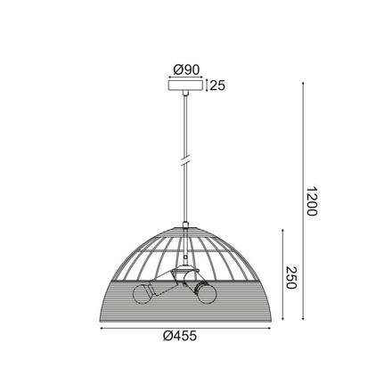 ACA Lighting závěsné svítidlo 3XE27 ratan + bílý kov D46XH120CM ZORBAS GN20P346WH