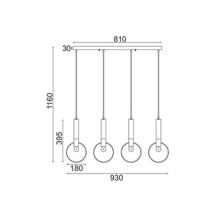 ACA Lighting závěsné svítidlo 4XE27 mosaz/černý kov 93X18XH116CM MIRACOLO HL39974P94BB