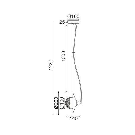 ACA Lighting závěsné svítidlo 1XG9 mosaz/černý kov + sklo 14X20XH122CM HYDRA HL4301P23BC