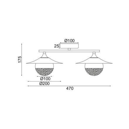 ACA Lighting nástěnné svítidlo 2XG9 měď/černý kov + sklo 20X47X18CM HYDRA HL4302W47BC