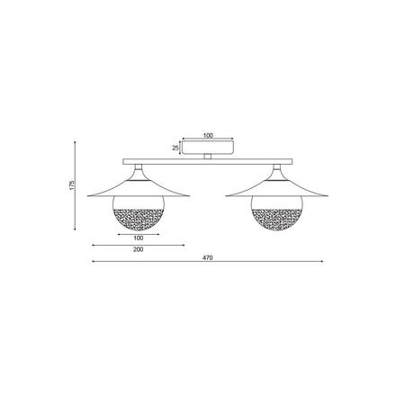 ACA Lighting nástěnné svítidlo 2XG9 mosaz / černá kov + sklo 20X47X18CM LAYLA HL4322W47BB