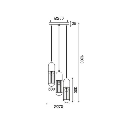 ACA Lighting závěsné svítidlo 3XE27 bílý kov D27XH120CM LAB HM173P27WH