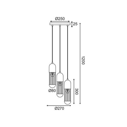 ACA Lighting závěsné svítidlo 3XE27 bílý kov D27XH120CM LAB HM173P27WH