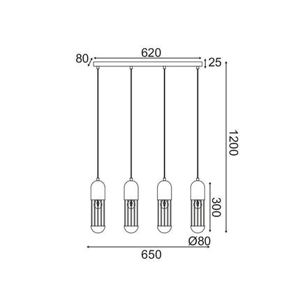 ACA Lighting závěsné svítidlo 4XE27 bílý kov 65X8XH120CM LAB HM174P65WH