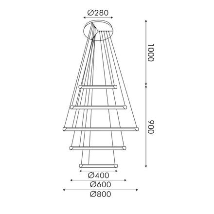 ACA Lighting závěsné svítidlo HARMONY LED 80W 6400lm CCT IP20 zlatý kov + akryl HM23LEDP5GDCCT