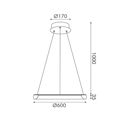 ACA Lighting závěsné svítidlo HARMONY LED 32W 2500lm CCT IP20 černý kov + akryl HM23LEDP60BKCCT