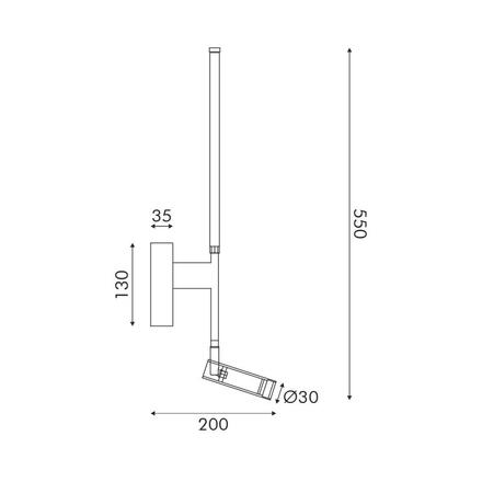 ACA Lighting nástěnné svítidlo LED 5W + COB 3W 700lm 3000K IP20 černá hliník + akryl HM616LEDWBK