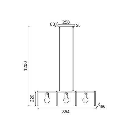 ACA Lighting závěsné svítidlo 3XE27 černý kov 85X20XH120CM MORDOR HM843P85BK