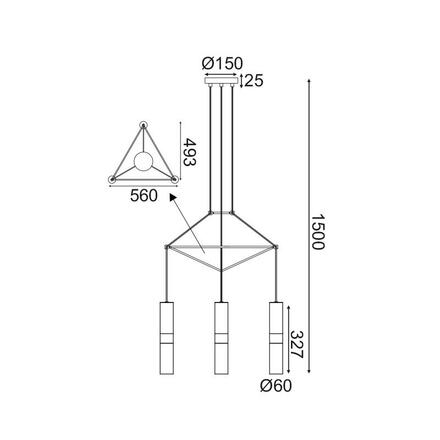 ACA Lighting závěsné svítidlo 3XGU10 černý kov 56X49XH150CM DA VINCI HM853P56BK
