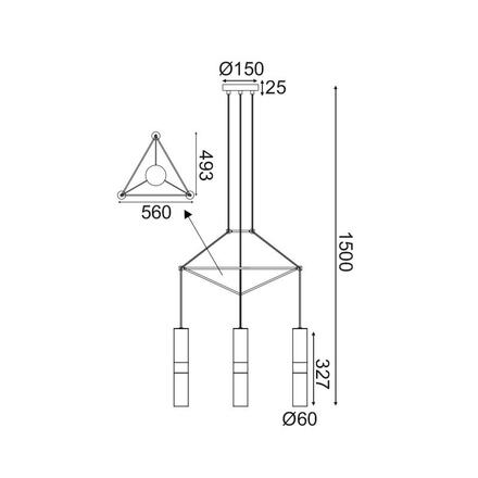 ACA Lighting závěsné svítidlo 3XGU10 černý kov 56X49XH150CM DA VINCI HM853P56BK