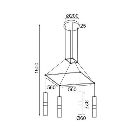 ACA Lighting závěsné svítidlo 4XGU10 bílý kov 56X56XH150CM DA VINCI HM854P56WH