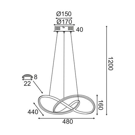ACA Lighting Decoled LED závěsné svítidlo HM92LEDP48CH
