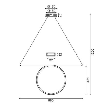 ACA Lighting závěsné svítidlo LED 43W 3000K 2580LM chrom hliník 88X17XH120CM ZERO HM98LEDP88CH