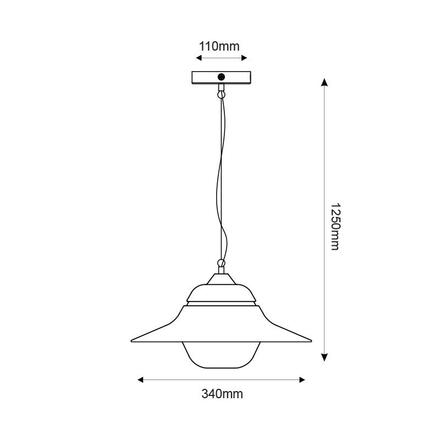 ACA Lighting černé venkovní závěsné svítidlo JULIE 1XE27 IP44 s opálovým sklem JULIE1PBK