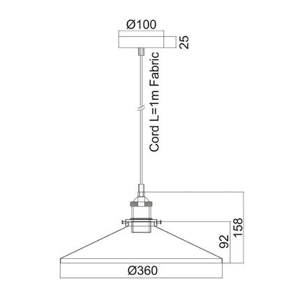 ACA Lighting Vintage závěsné svítidlo KS1288P361BK