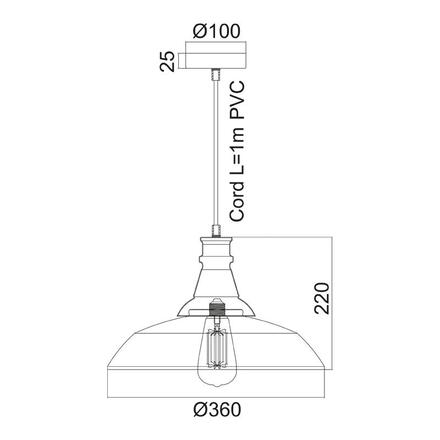 ACA Lighting Vintage závěsné svítidlo KS1290P36T1BK