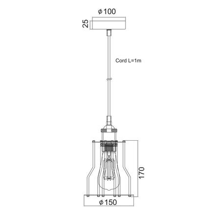 ACA Lighting Vintage závěsné svítidlo KS1342P151BK